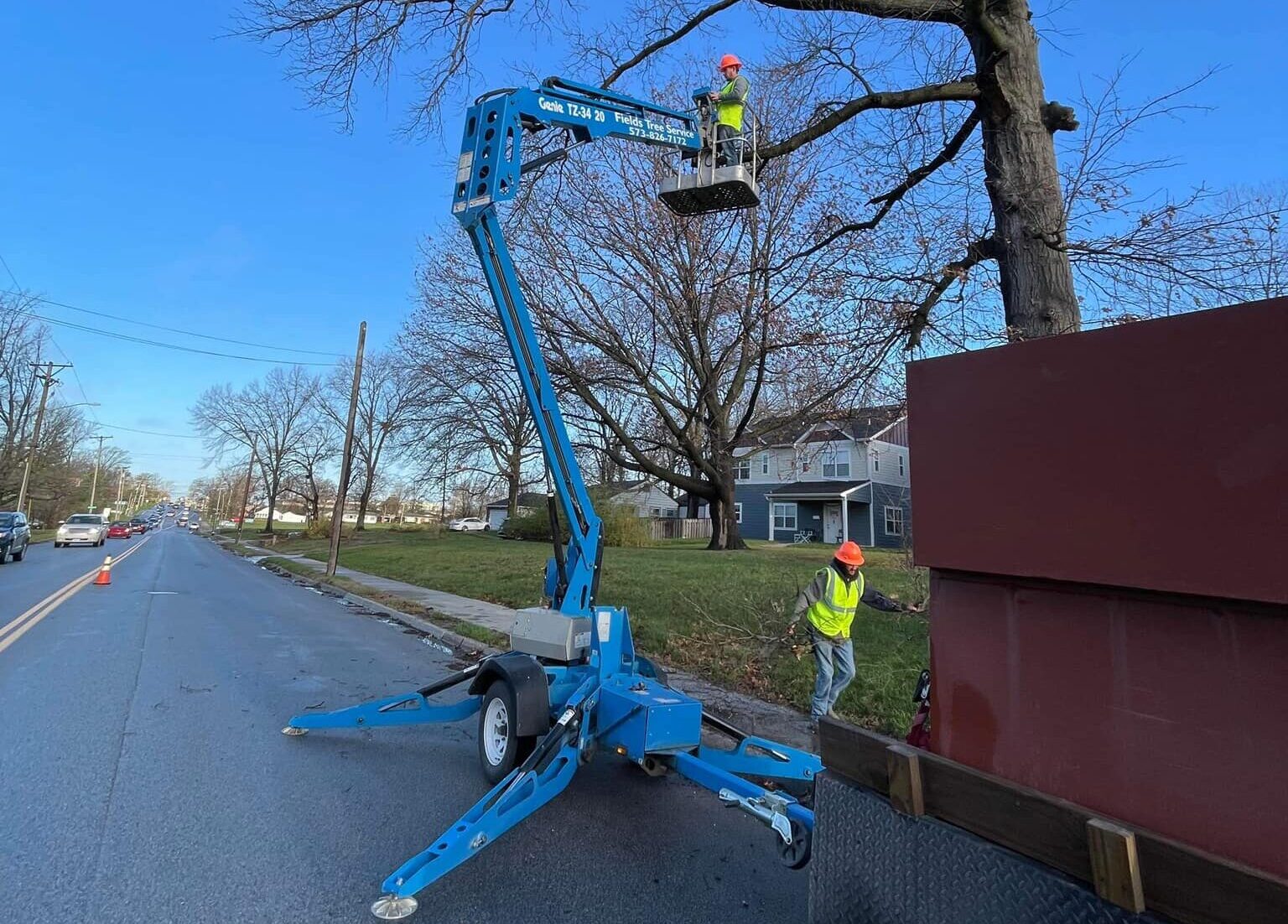 Fields Tree Services Team in fulton Mo on crane
